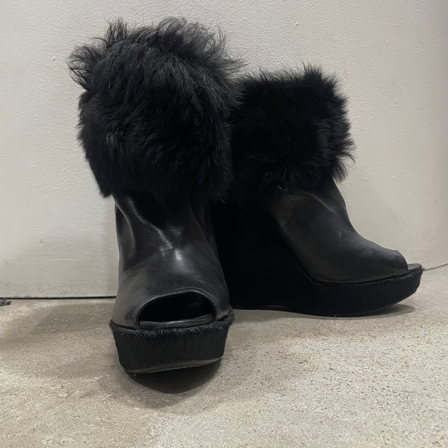 Prada horse fur platform heels