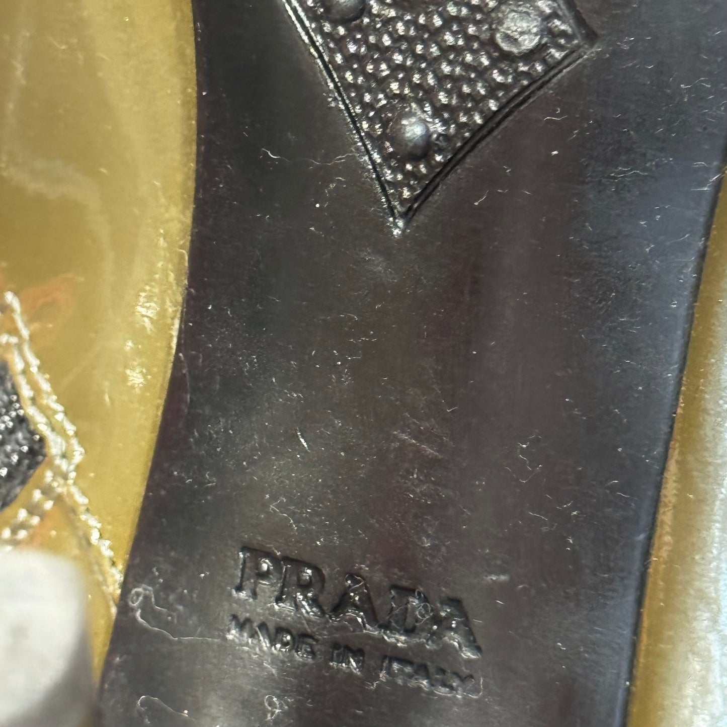 PRADA SPORT KHAKI PATENT LEATHER ANKLE BOOTS