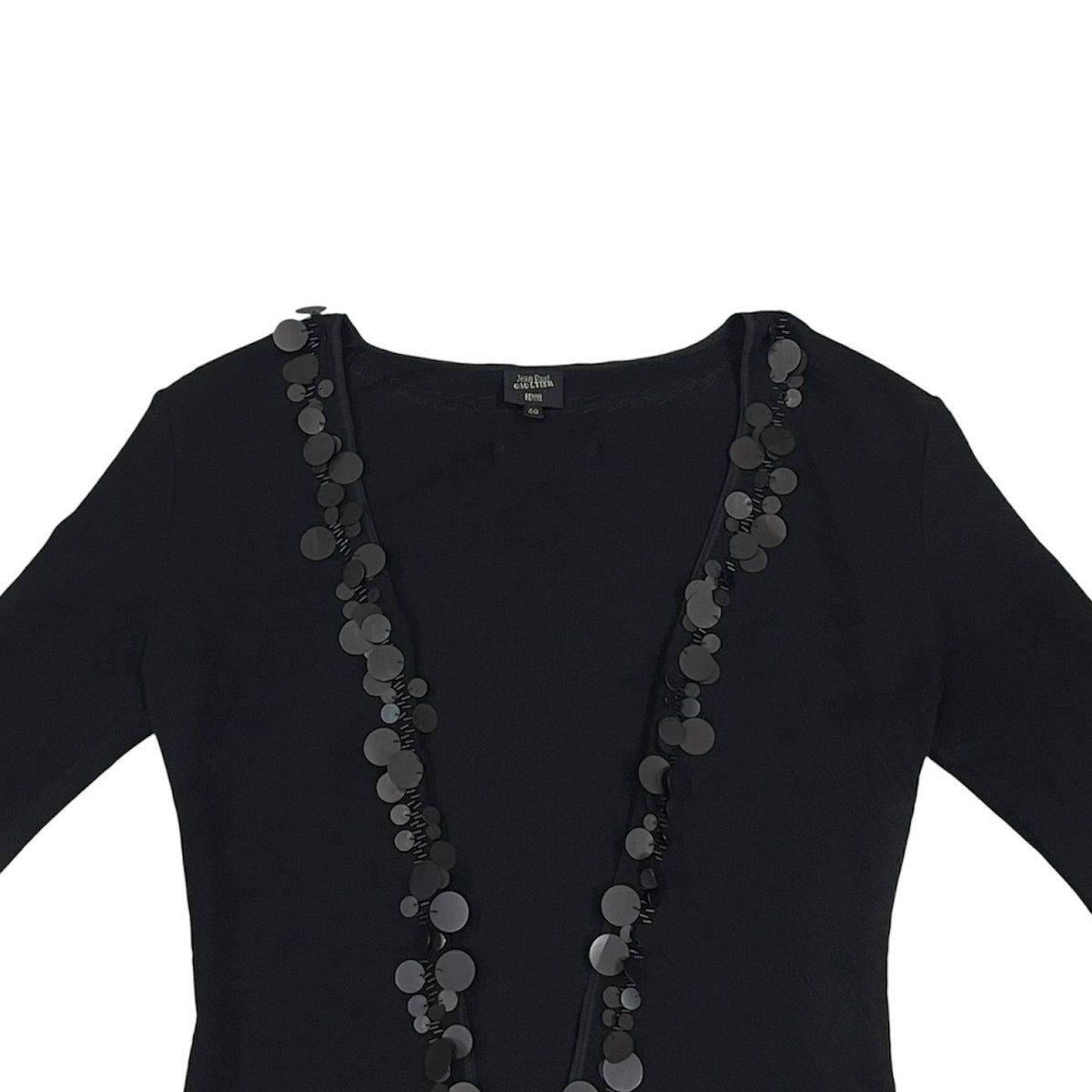 JEAN PAUL GAULTIER BLACK KNIT SEQUINS EMBELLISHMENT CARDIGAN