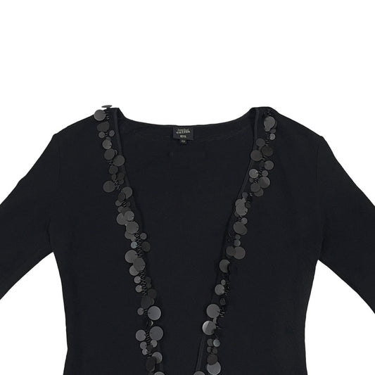 JEAN PAUL GAULTIER BLACK KNIT SEQUINS EMBELLISHMENT CARDIGAN