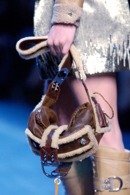 CHRISTIAN DIOR 2005 SHEARLING FIGHT BAG