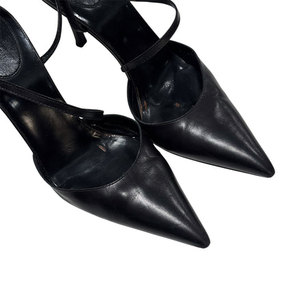 GUCCI BY TOM FORD 1996 BLACK LEATHER HORSEBIT ANKLE  STRAP PUMPS