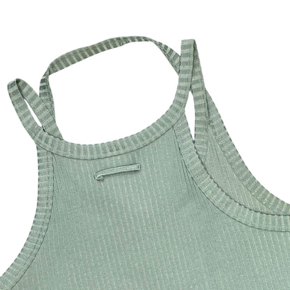 JEAN PAUL GAULTIER MINT RIBBED HALTER TANK TOP