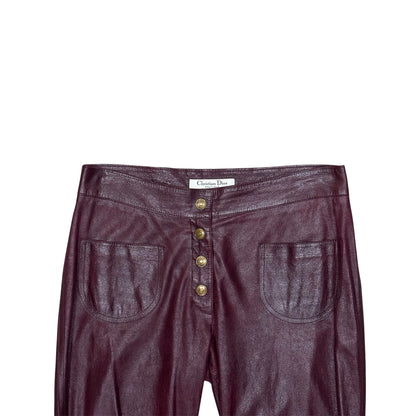 CHRISTIAN DIOR BURGUNDY LEATHER PANTS