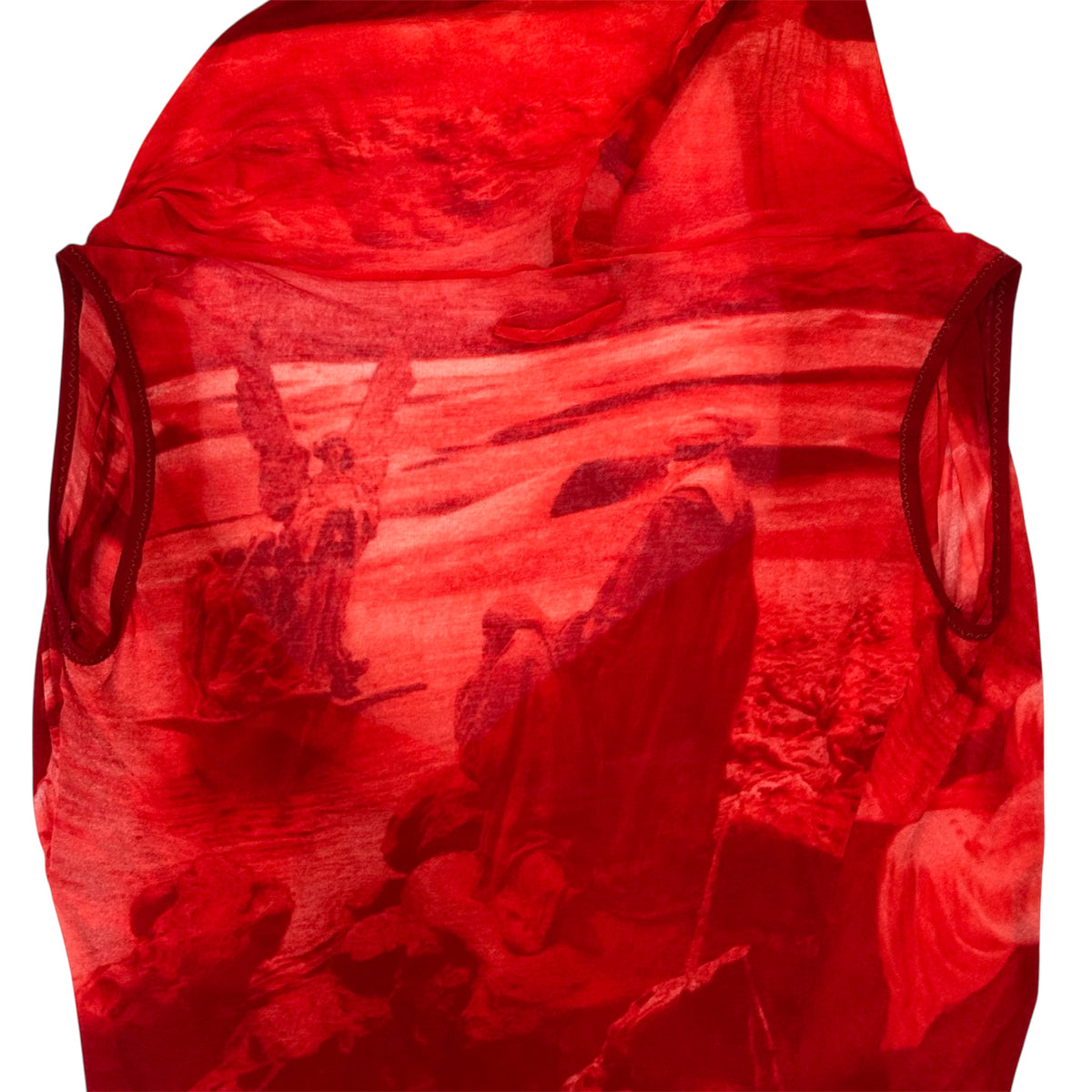 JEAN PAUL GAULTIER RED DRAPE HOODED TOP