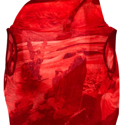 JEAN PAUL GAULTIER RED DRAPE HOODED TOP