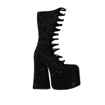MARC JACOB KIKI BLACK RHINESTONE HIGH BOOTS