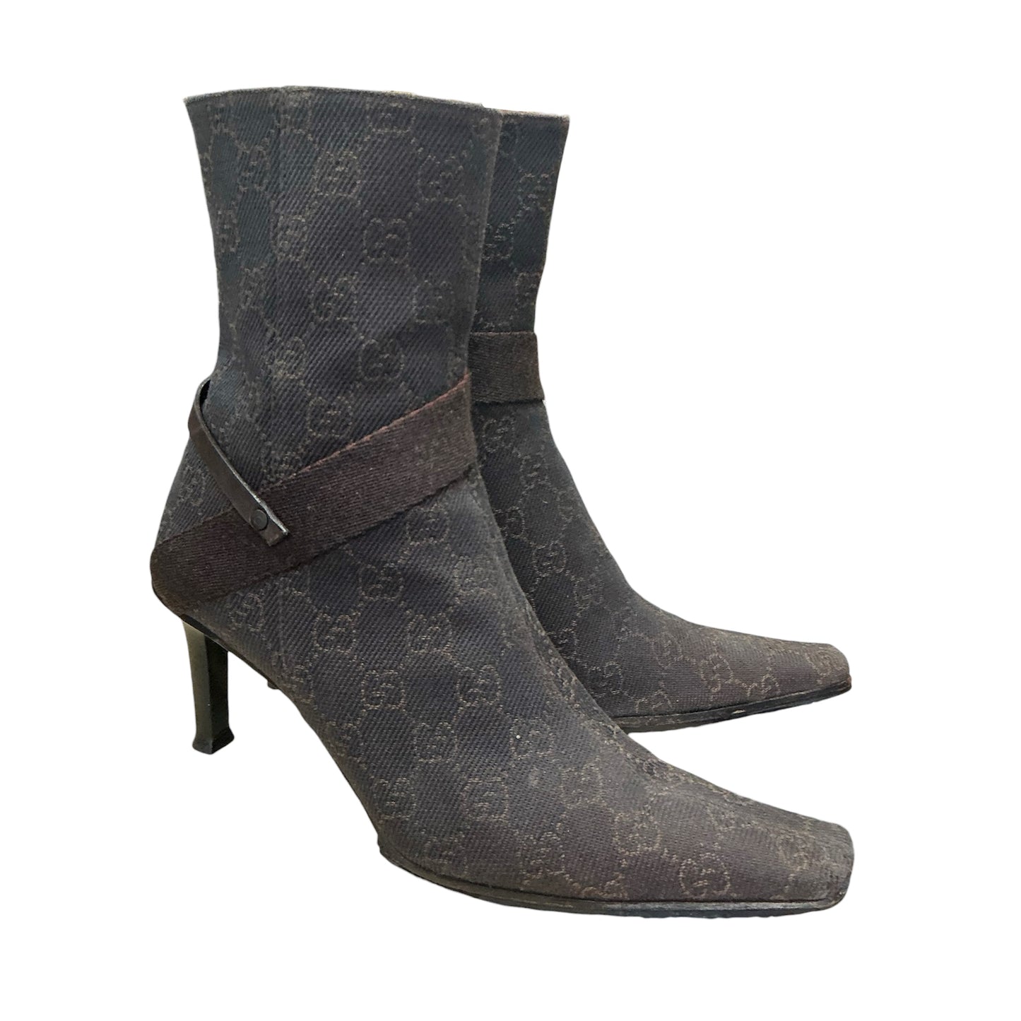 GUCCI DARK BROWN MONOGRAM BOOTS