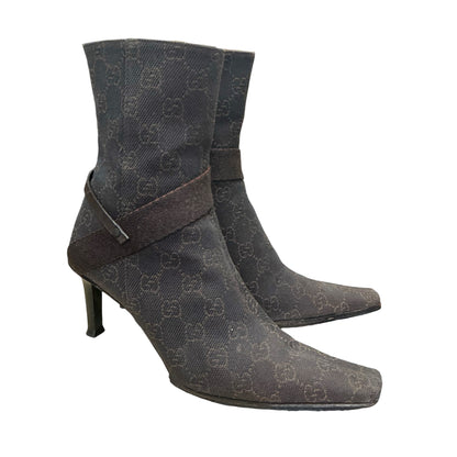 GUCCI DARK BROWN MONOGRAM BOOTS