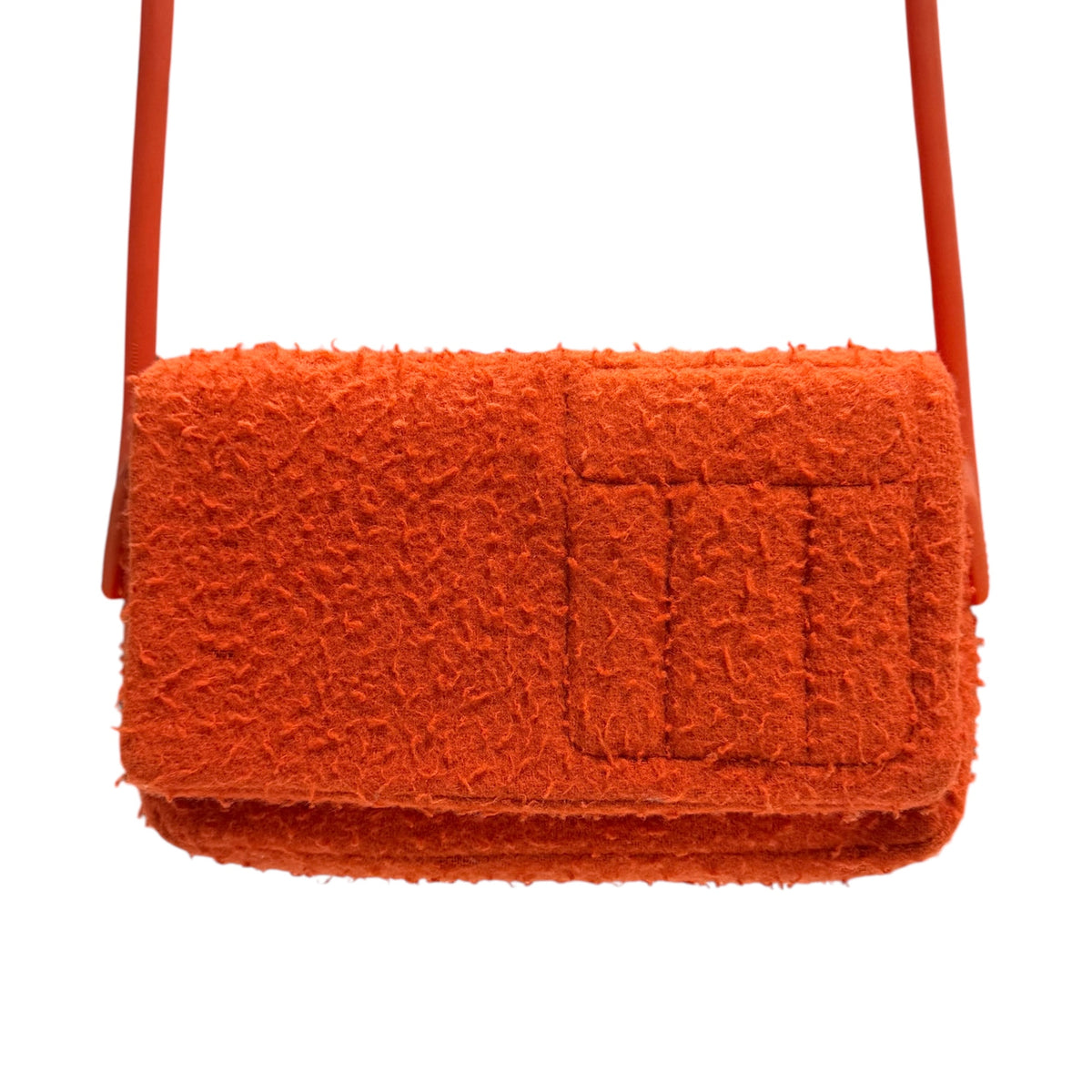 MIU MIU FW1999 ORANGE WOOL RUBBER SHOULDER BAG