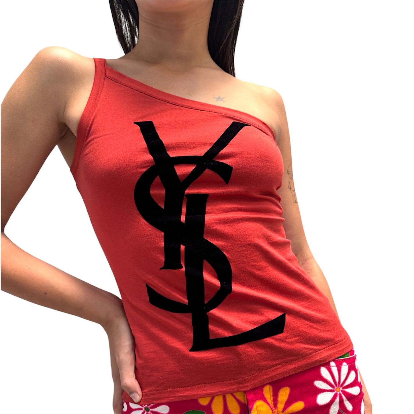 YVES SAINT LAURENT ASYMMETRIC CAMISOLE TOP