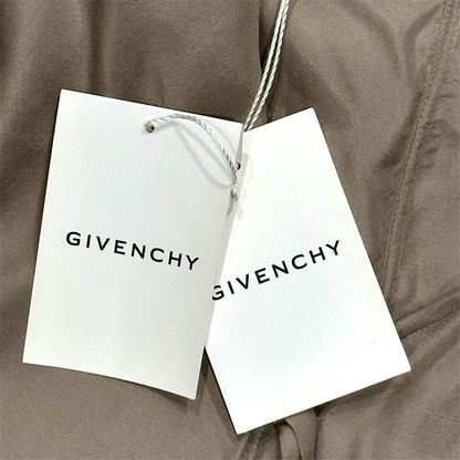 GIVENCHY TAUPE DRAPE SILK SCARF TOP