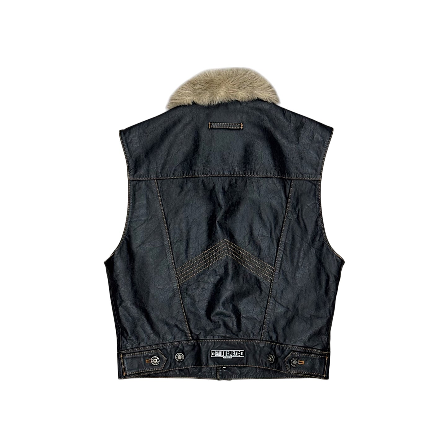 GAULTIER JEAN’S DARK BROWN LEATHER FUR VEST