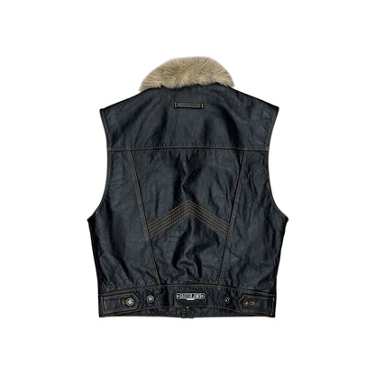 GAULTIER JEAN’S DARK BROWN LEATHER FUR VEST