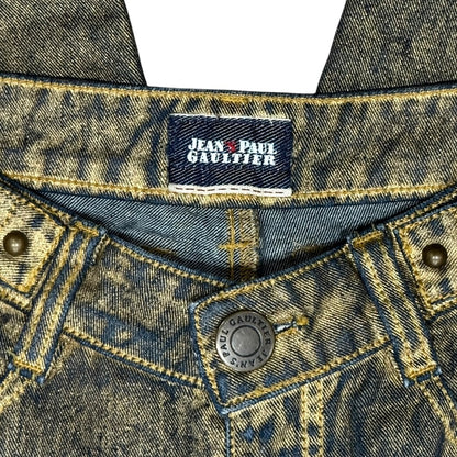 JEAN PAUL GAULTIER GOLD PAINTED STUD HEM CAPRIS PANTS