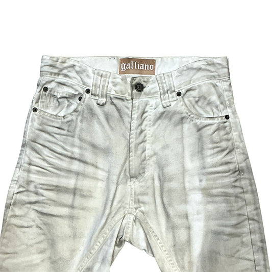 JOHN GALLIANO WHITE DISTRESSED JEANS