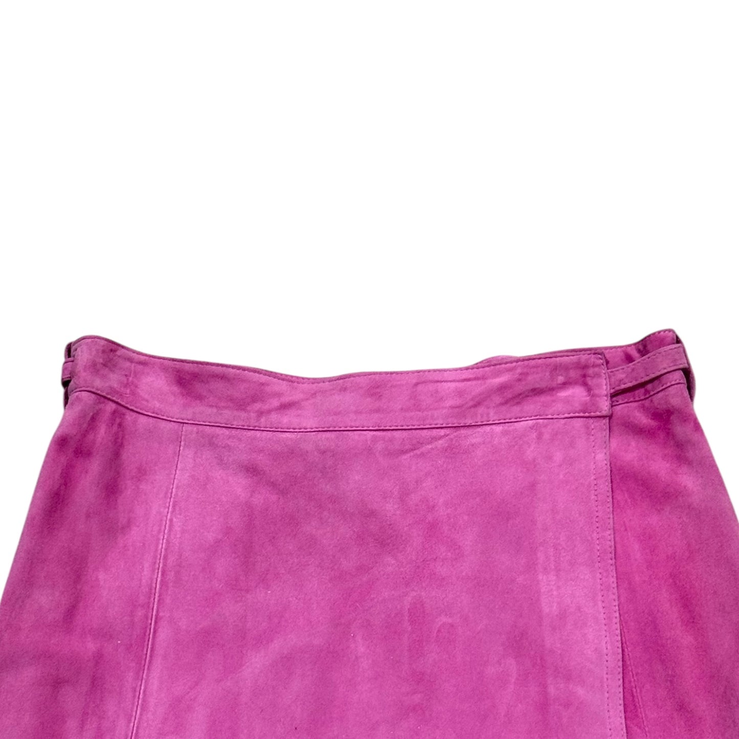 JIL SANDER MAGENTA SUEDE WRAP MIDI SKIRT