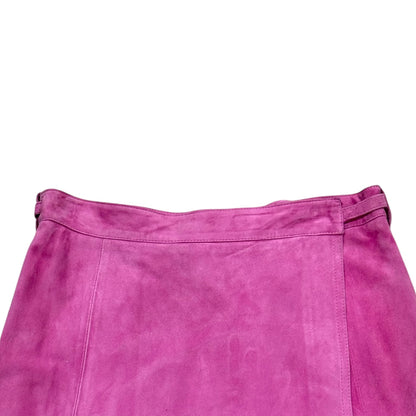 JIL SANDER MAGENTA SUEDE WRAP MIDI SKIRT
