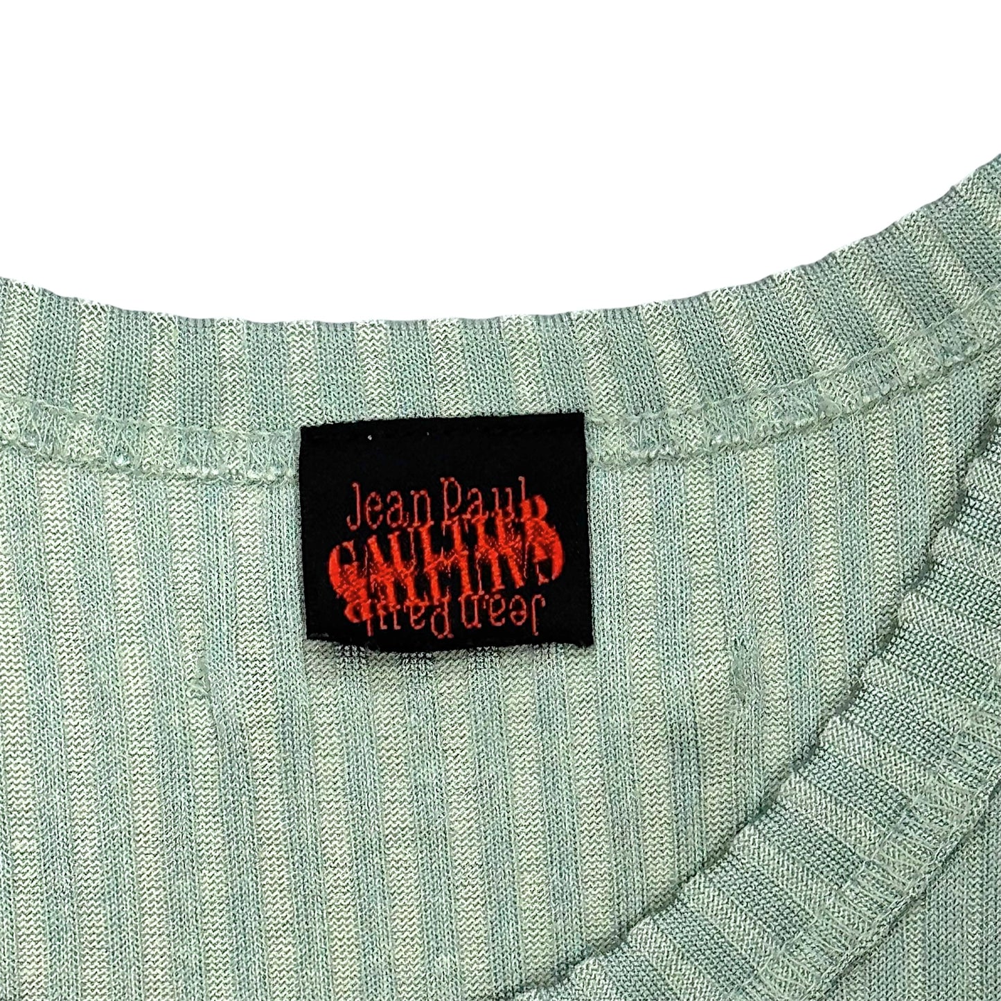 JEAN PAUL GAULTIER MINT RIBBED HALTER TANK TOP