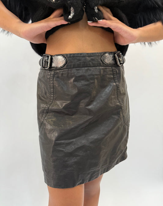 MOSCHINO BLACK LEATHER MINI SKIRT