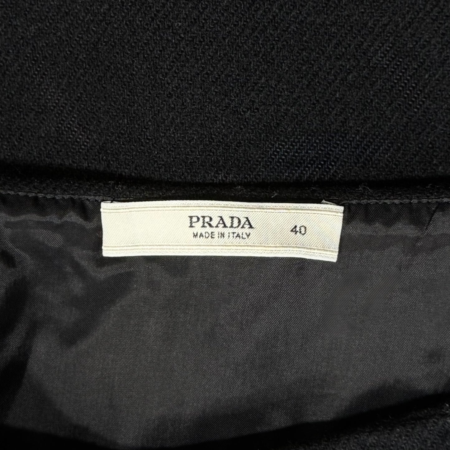PRADA BUCKLED WOOL BLACK SKIRT