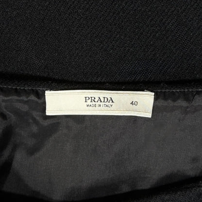 PRADA BUCKLED WOOL BLACK SKIRT