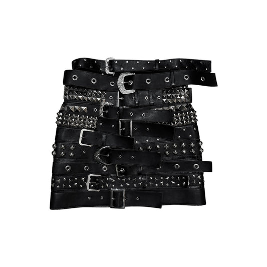 JUNYA WATANABE BLACK MULTI BUCKLE  MINI SKIRT