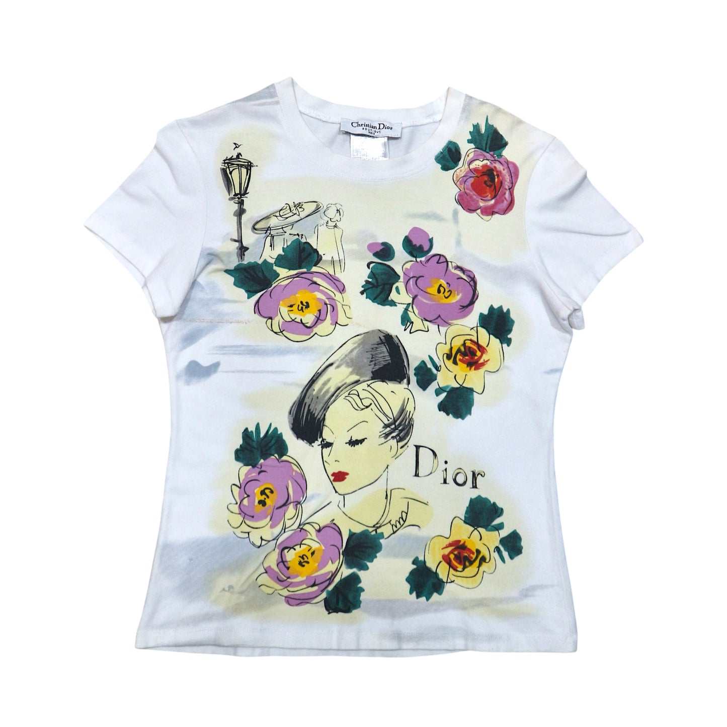 CHRISTIAN DIOR FLORAL WHITE TOP