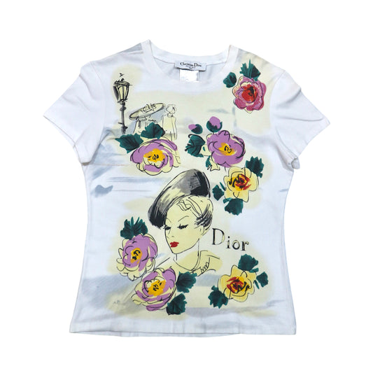 CHRISTIAN DIOR FLORAL WHITE TOP