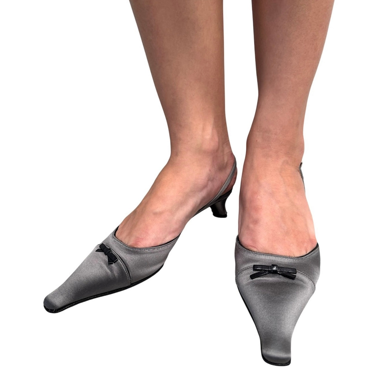 PRADA SILK SLIVER SLINGBACK HEELS