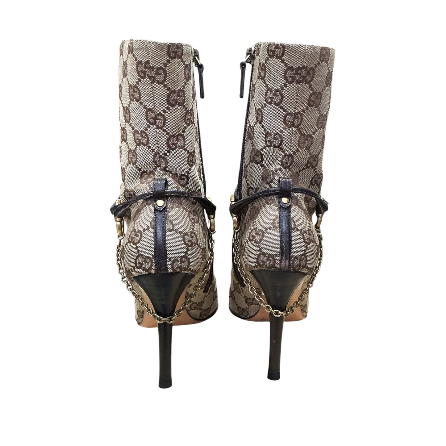 GUCCI TAN MONOGRAM BOOTS
