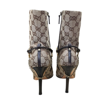 GUCCI TAN MONOGRAM BOOTS