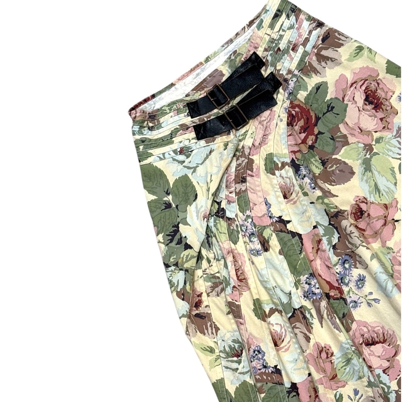 JUNYA WATANABE FLORAL SLIT BELT MAXI SKIRT
