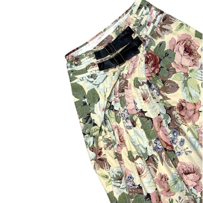 JUNYA WATANABE FLORAL SLIT BELT MAXI SKIRT