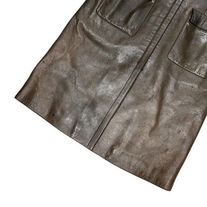 PRADA 1999 OLIVE BIKER LEATHER COAT