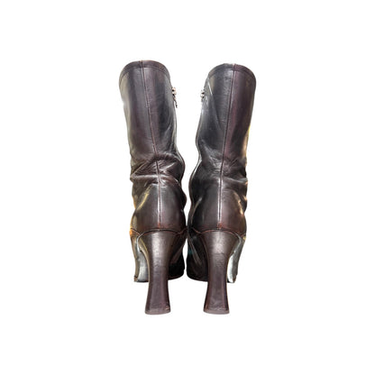 PRADA SQUARE TOE LEATHER BOOTS