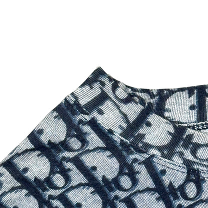 CHRISTIAN DIOR NAVY TROTTER MONOGRAM LONG SLEEVE TOP