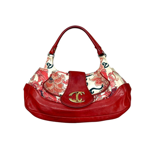 JUST CAVALLI RED FLORAL SHOULDER BAG