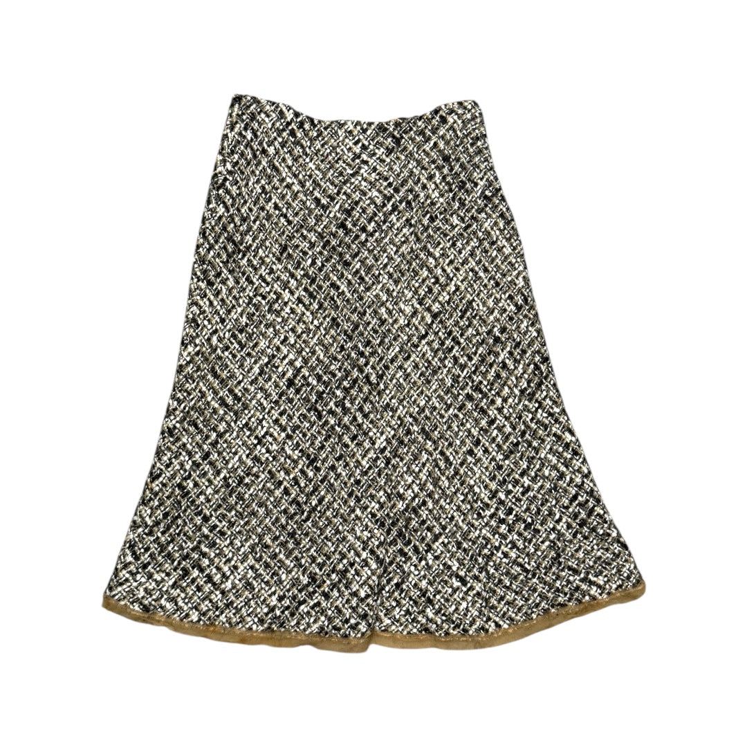 PRADA F/W2000 VOILE TRIMMED BOUCLE MIDI SKIRT