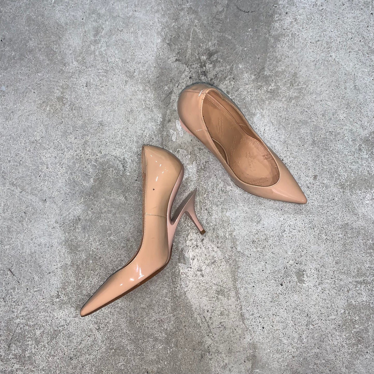 Maison Margiela nude cut out heel pumps