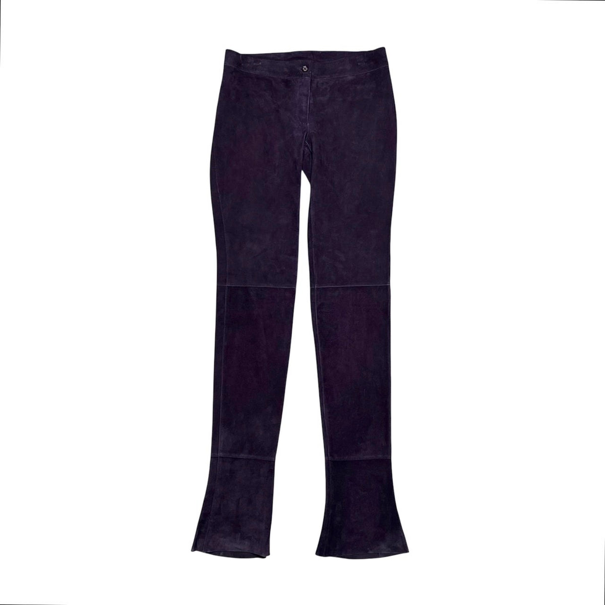 DOLCE & GABBANA PURPLE SUEDE LEATHER PANTS