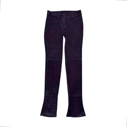 DOLCE & GABBANA PURPLE SUEDE LEATHER PANTS