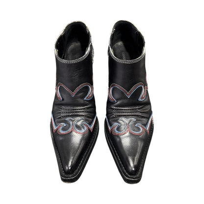 MIU MIU BLACK WESTERN ANKLE BOOTS