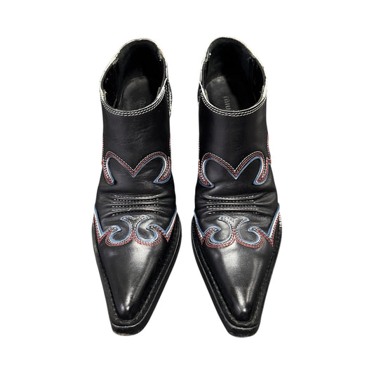 MIU MIU BLACK WESTERN ANKLE BOOTS