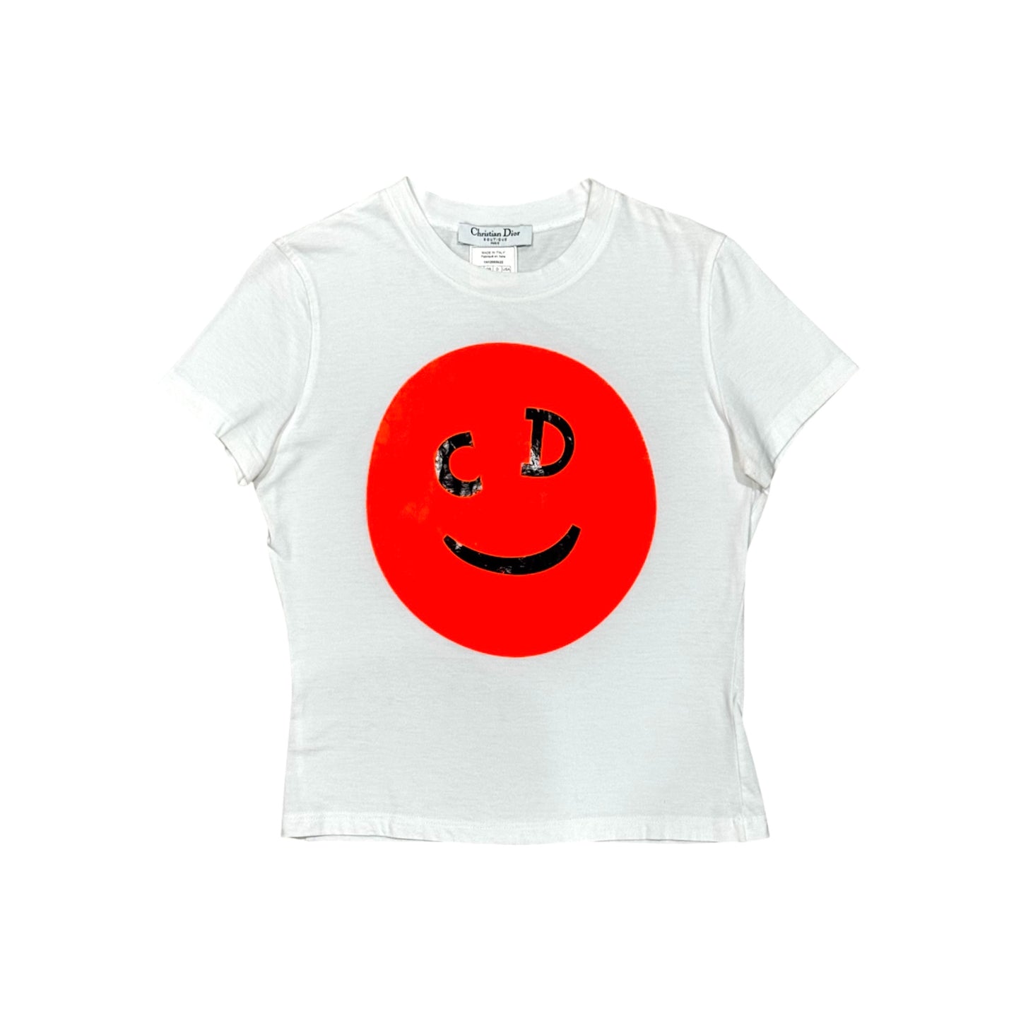 CHRISTIAN DIOR 2001 WHITE SMILEY GRAPHIC TOP