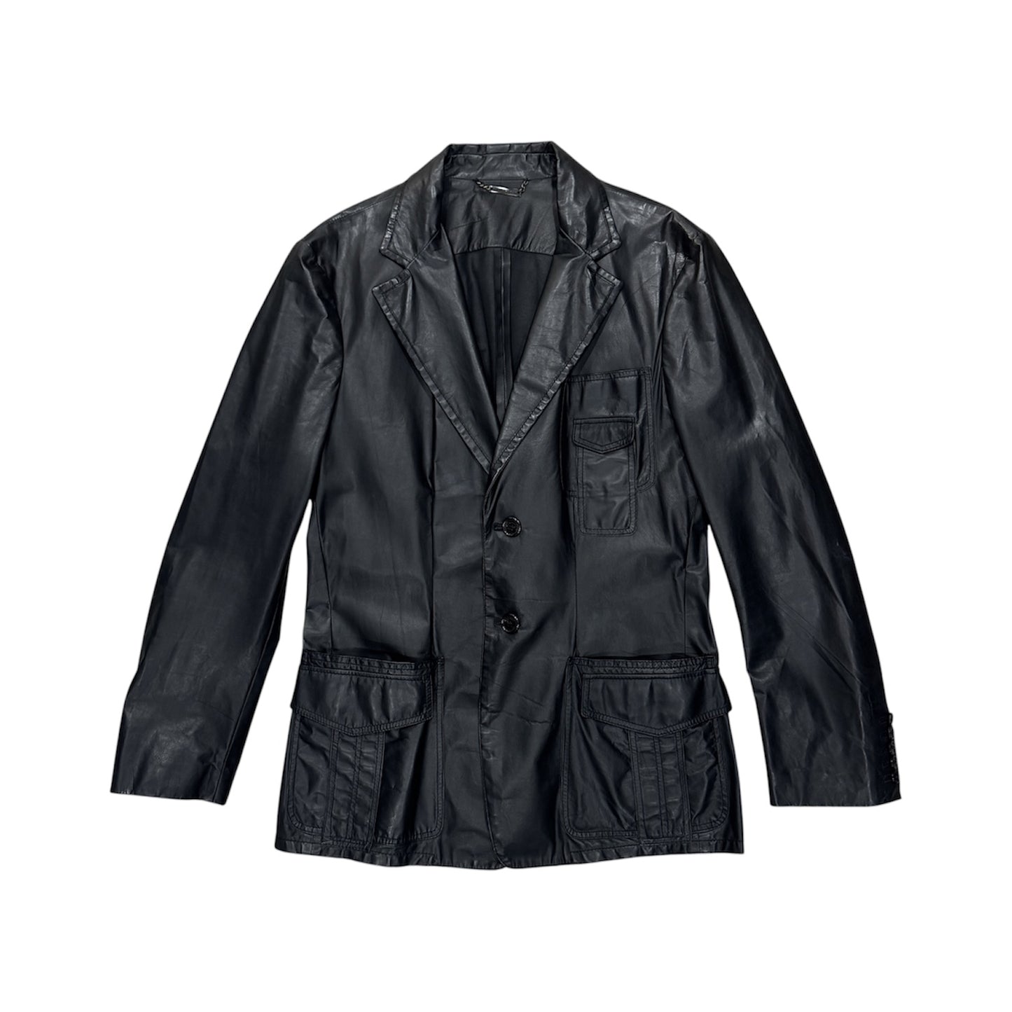 ROBERTO CAVALLI BLACK LEATHER BLAZER