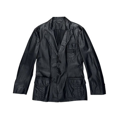 ROBERTO CAVALLI BLACK LEATHER BLAZER