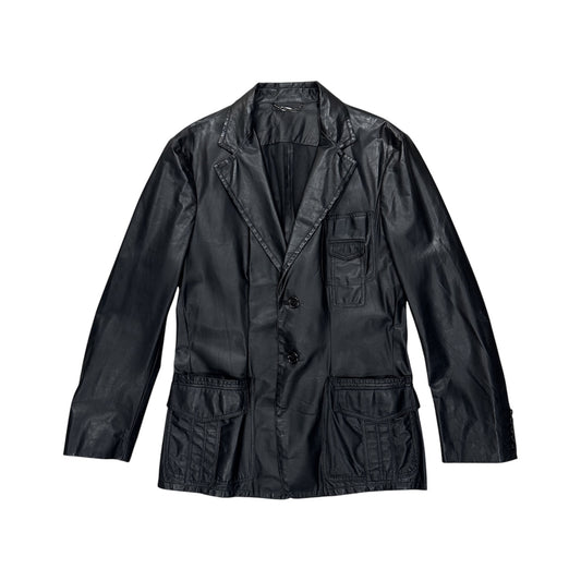 ROBERTO CAVALLI BLACK LEATHER BLAZER