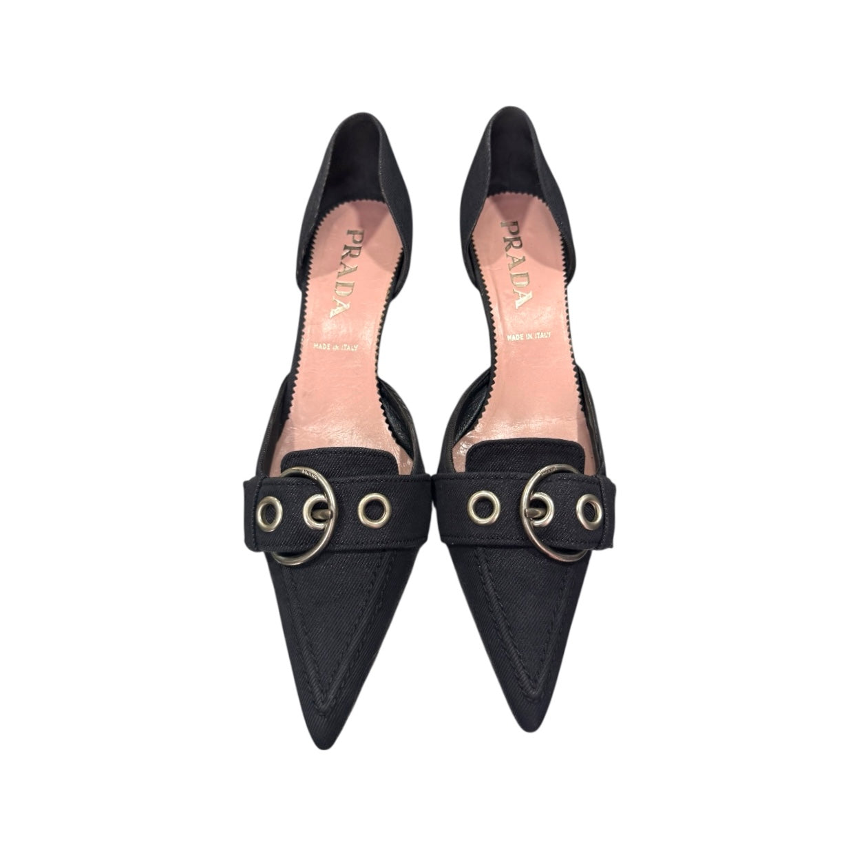 PRADA S/S 2002 BUCKLE KITTEN HEELS