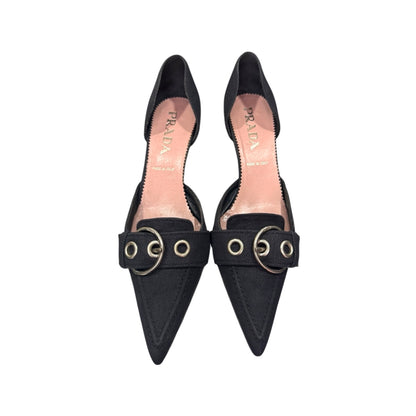 PRADA S/S 2002 BUCKLE KITTEN HEELS